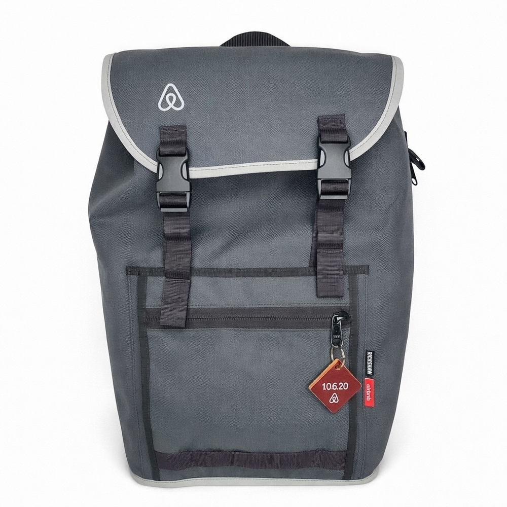 Rickshaw Bagworks Gray Backpack Airbnb Logo Limited Ed. Made in USA Laptop Bag